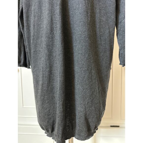 J Jill Wool Blend Longline Cardigan Sweater Gray Pockets Open 3 Button Detail XL - Picture 7 of 14